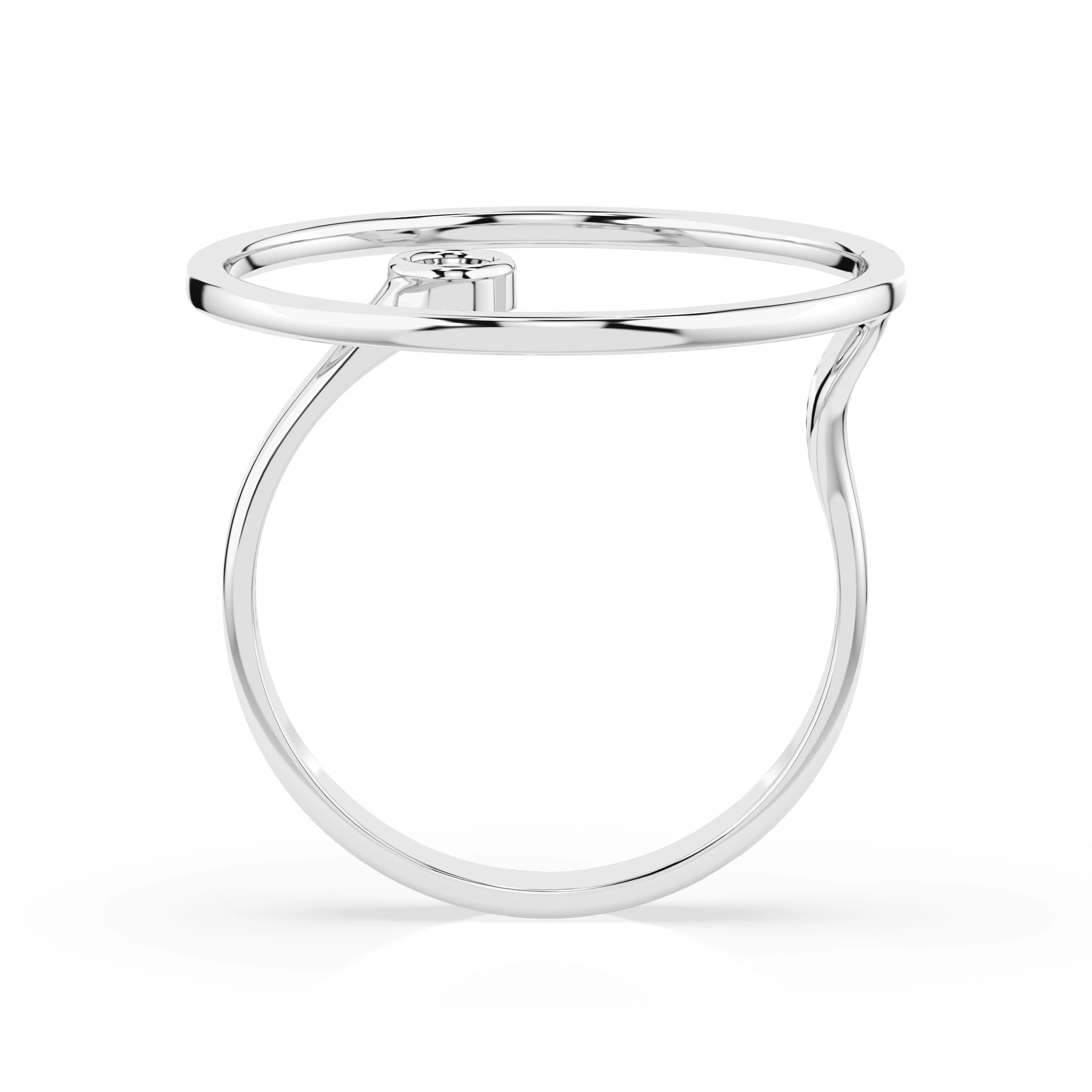 Inel Minimalist din Aur Alb 14K cu Diamant Natural 0.03 ct [2]