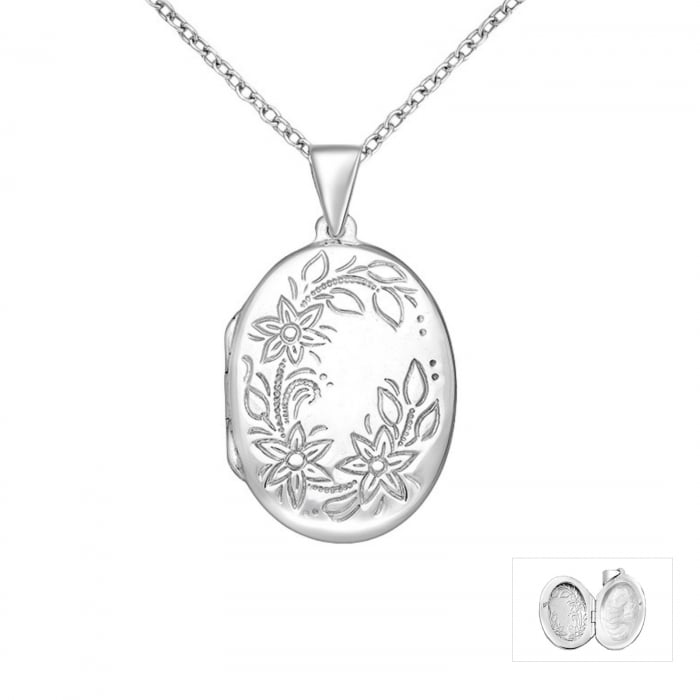 Pandantiv argint pentru poza oval - Floral Locket 2P44 [1]