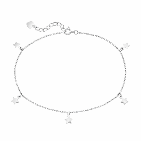 bratari de picior - Brățară de Gleznă din Argint 925 cu Pandantive Stea
