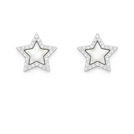 Cercei steluta din argint 925 cu zirconiu si sidef 1C-34 - Elmio.ro