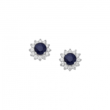Cadouri pentru Mama - Cercei argint cu safir si cubic zirconia - Royal