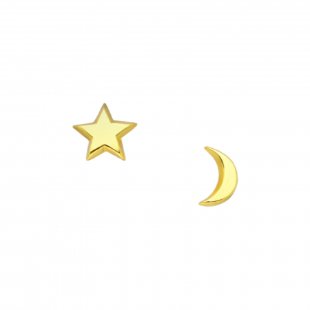 Cadouri pentru Mama - Cercei argint Gold Moon & Star