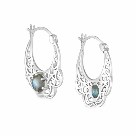 cercei cu pietre colorate - Cercei argint stil indian - piatra labradorit