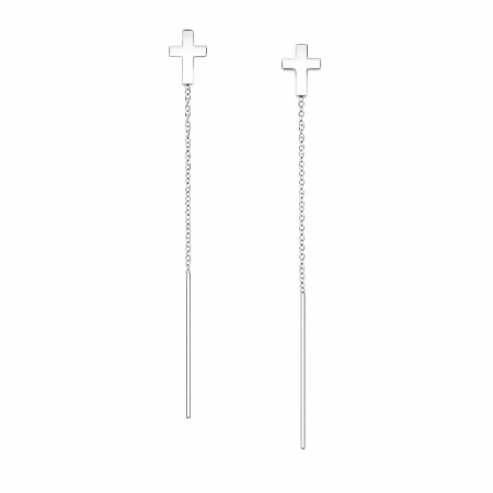 Cercei cruce cu lănțișor din argint 925
