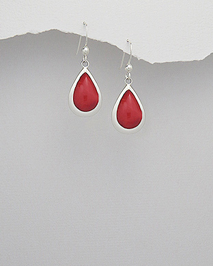 Cercei cu coral rosu si argint 1C-236R [1]