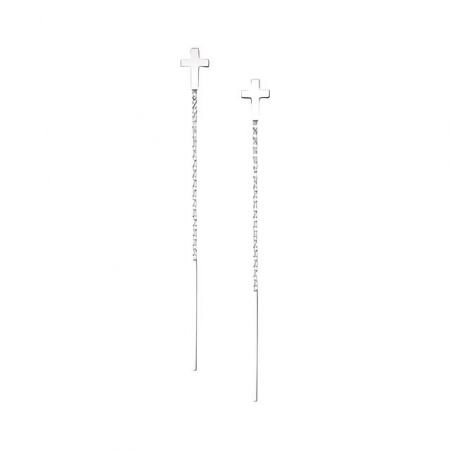 CERCEI FORMA - Cercei dubli din argint model cruciulita 1C-195 -elmio