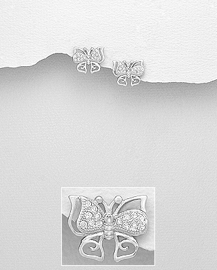 CERCEI CU PIETRE - Cercei din argint butterfly 1C-106