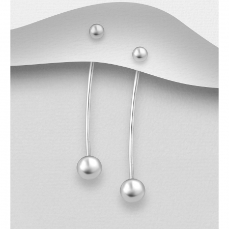 Cadouri pentru Mama - Cercei lungi argint ball - Cherry Chic