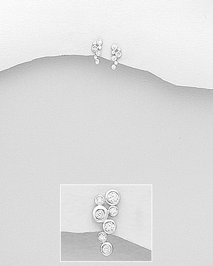 Cercei mici din argint cu pietre transparente 1C-414 [1]