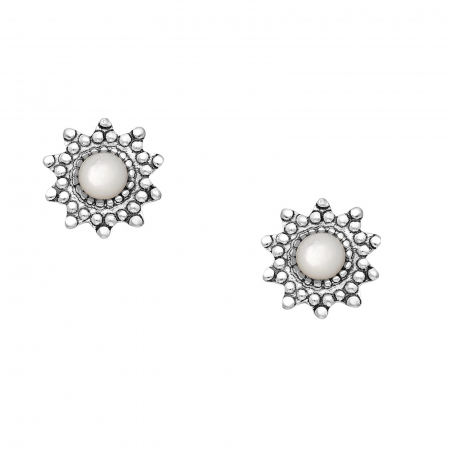 Cercei mici argint floricica sidef alb [0]