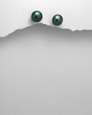 Cercei cu perla neagra de cultura 7 mm 1C-402N - Elmio.ro [2]