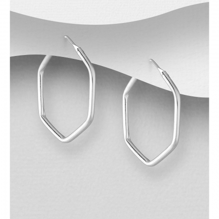 Idei de Cadouri - Cercei rotunzi din argint hexagon