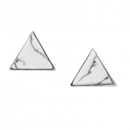 Cercei triunghi din argint piatra Howlit 1C-245 - bijuterii din argint [0]