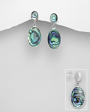Cercei - Cercei argint cu abalone verde - Melanie 1C-45