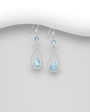 Cercei - Cercei cu Larimar si Topaz bleu 1C-436