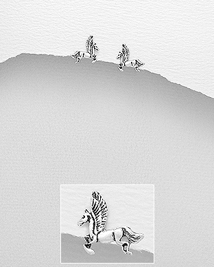 Cercei unicorn din argint aspect patinat 1C-350 [2]