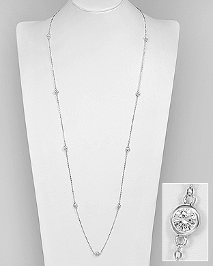 Colier lung din argint - cubic zirconia 1CL-411 - Elmio.ro [1]