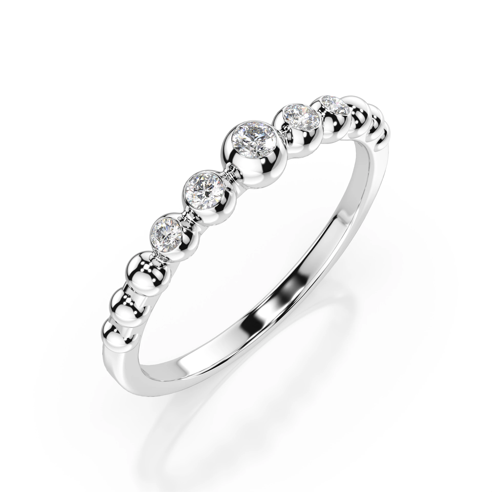 Colectia " Simboluri " - Inel Cascade din Aur Alb 14K cu Diamante Naturale 0.11 ct