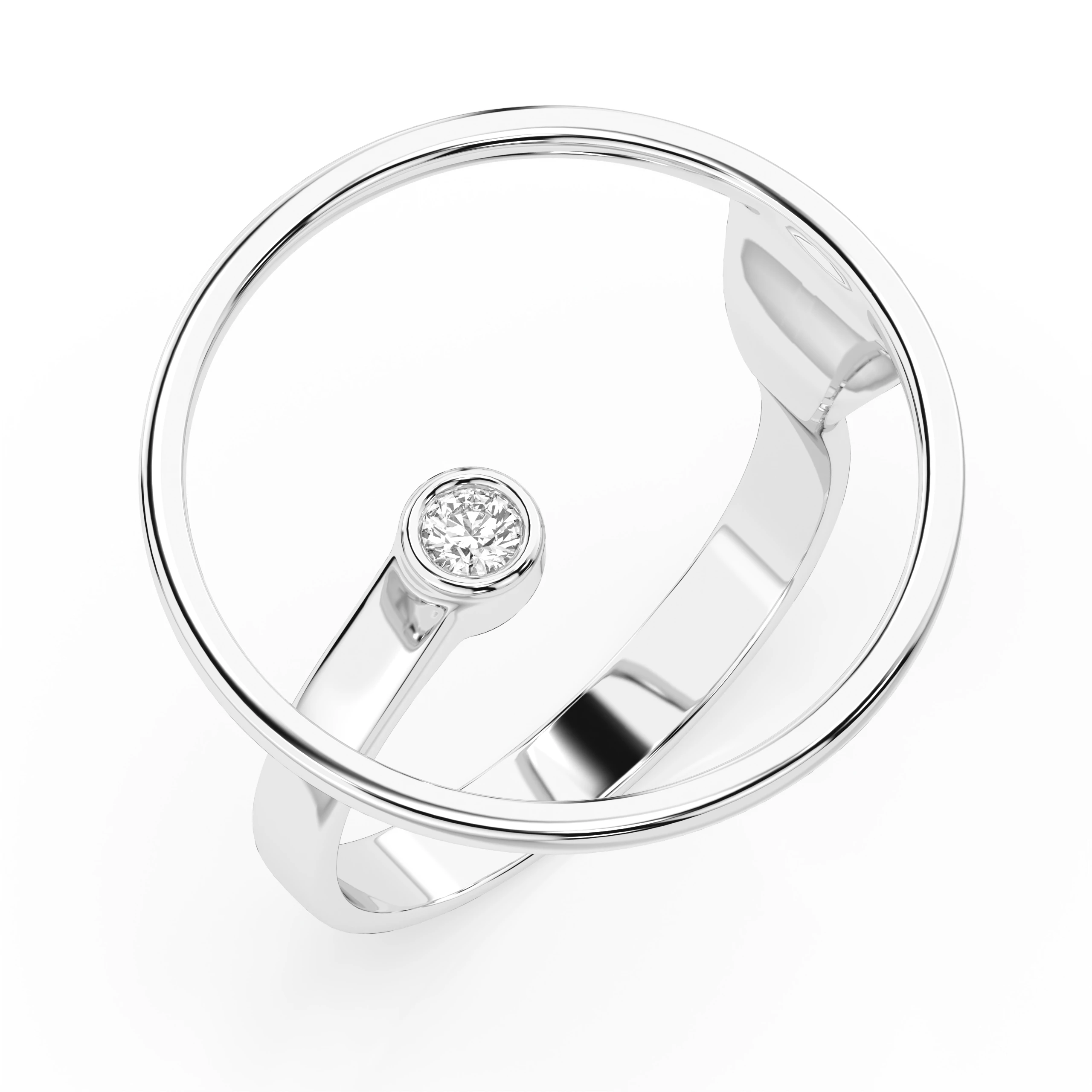 INELE - Inel Minimalist din Aur Alb 14K cu Diamant Natural 0.03 ct