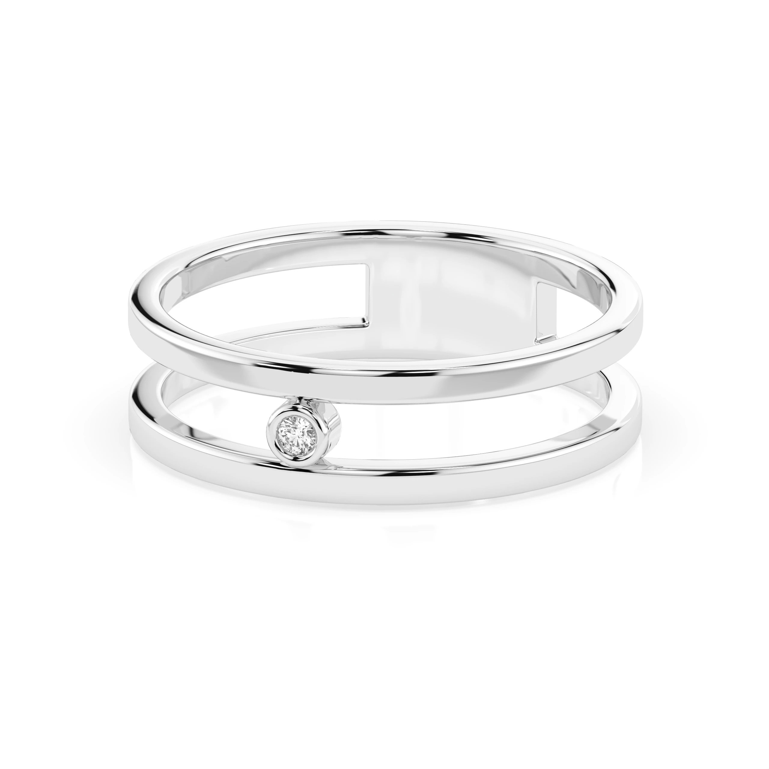 Inel Linéa din Aur Alb 14K cu Diamant Natural 0.02 ct Bezel [1]