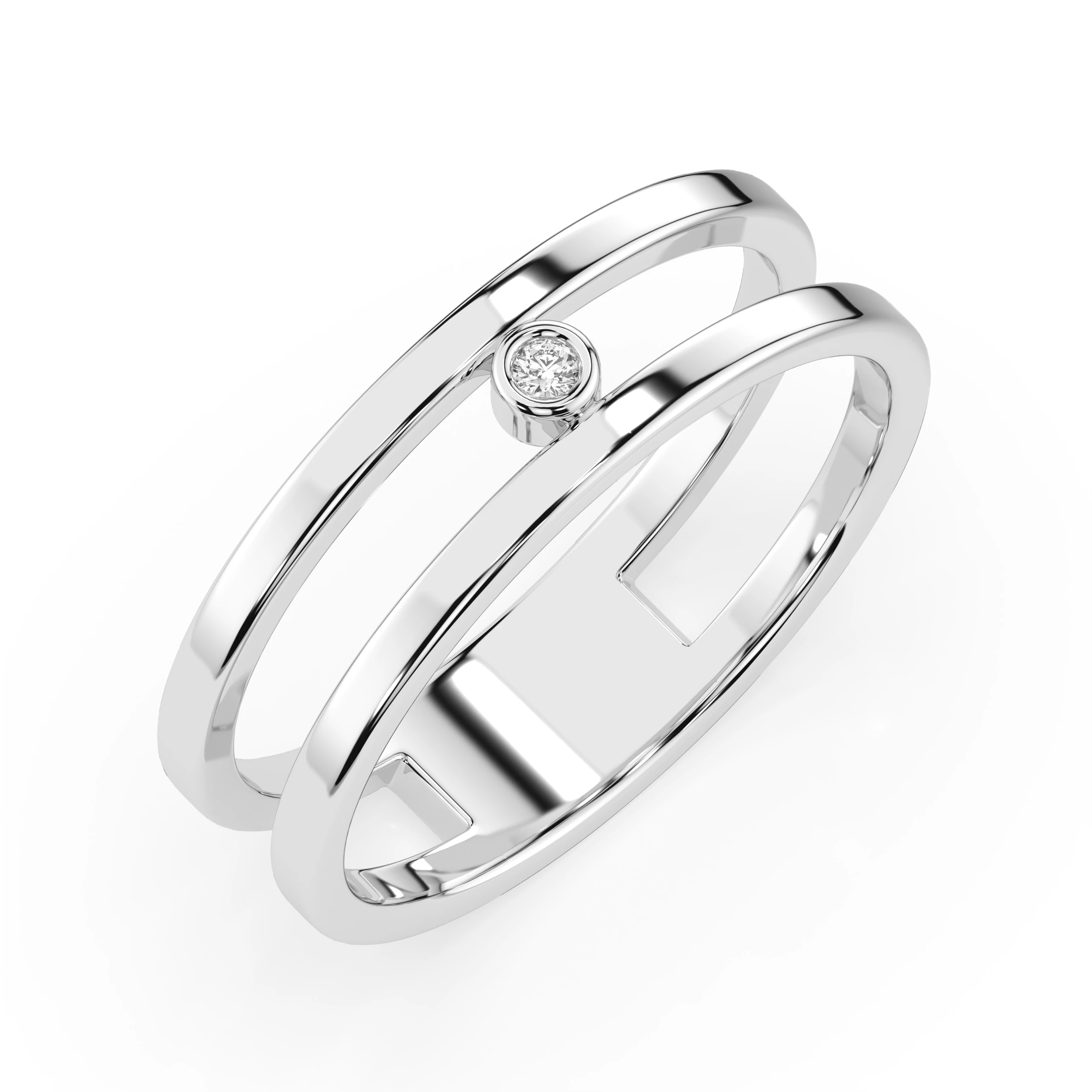 Cadouri Martisor - Inel Linéa din Aur Alb 14K cu Diamant Natural 0.02 ct Bezel