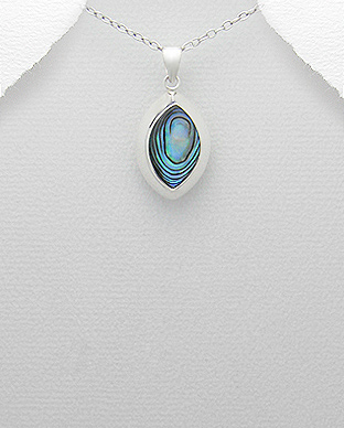 Pandantiv din argint cu abalone verde 1P-25 - Elmio.ro [1]