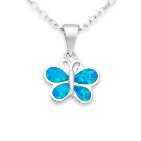 Pandantiv fluture din argint cu opal albastru marin 1P-376 [0]