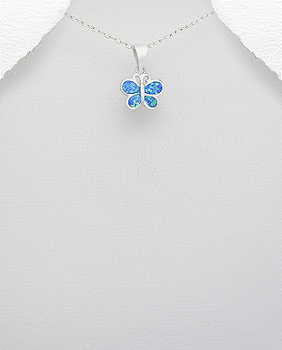 Pandantiv fluture din argint cu opal albastru marin 1P-376 [1]