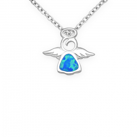 Pandantiv inger din argint cu opal albastru 1P-374 [0]