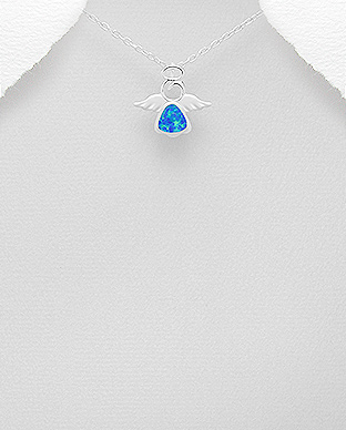 Pandantiv inger din argint cu opal albastru 1P-374 [1]