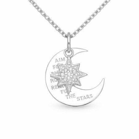 pandantive cu pietre pretioase & semi-pretioase - Pandantiv stea si luna din argint  - North Star