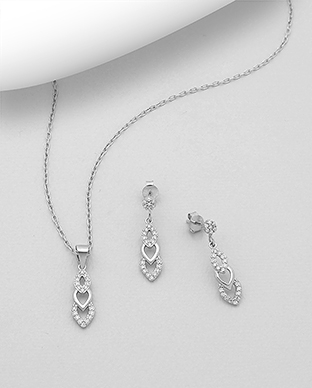 Argint 925 placat cu rodiu - Set din argint Galaxy cu pietricele cubic zirconia 1S-422 - Elmio