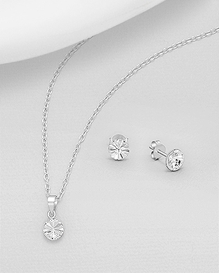 BIJUTERII ARGINT - Set Swarovski Crystals transparent 1S-371