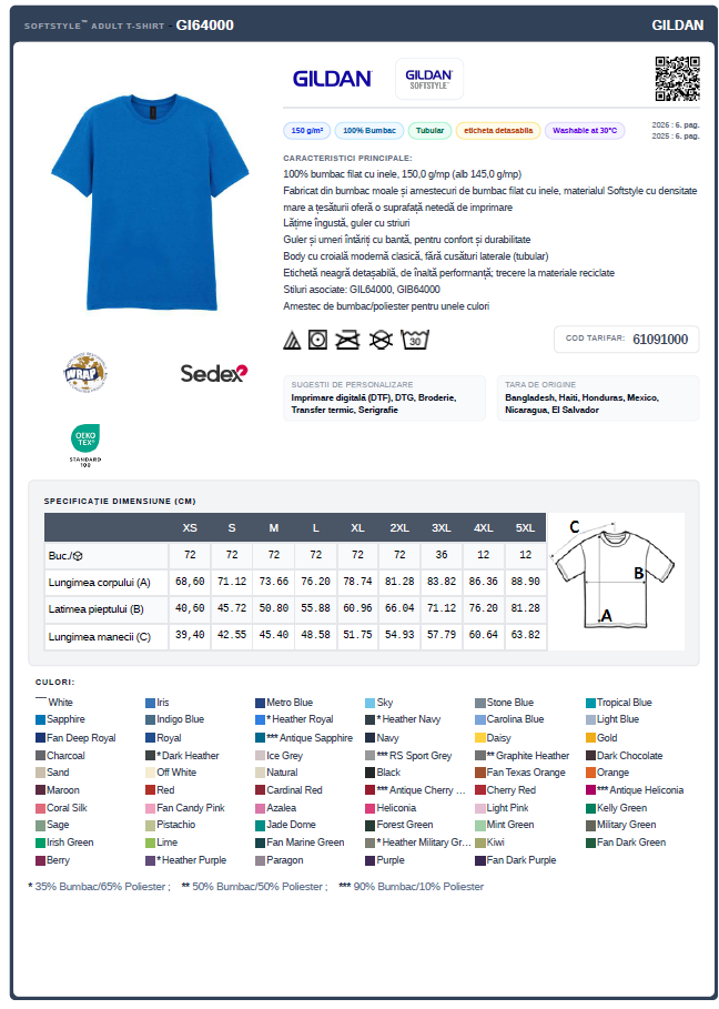 Tricou SOFTSTYLE GI64000 [2]