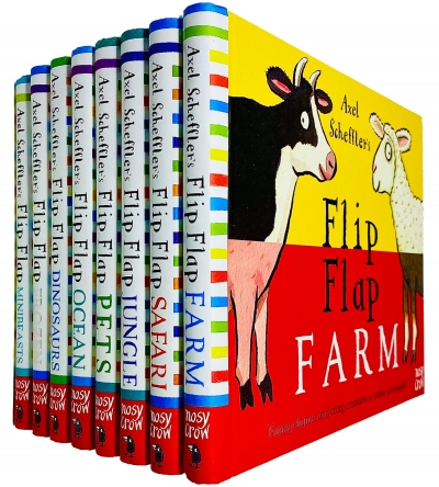 Carti in limba engleza - Axel Schefflers Flip Flap Series 8 Books Childrens Collection Set (Dinosaurs, Farm, Frozen, Pets, Ocean, Safari, Jungle, Minibeasts)
