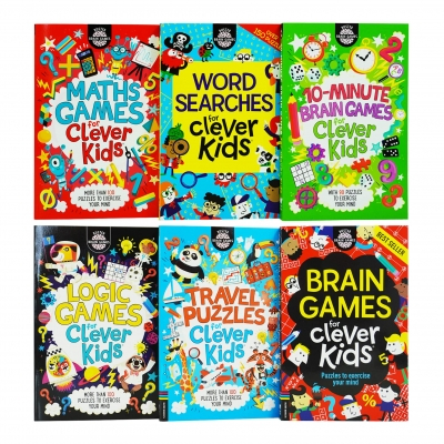Brain Games Clever Kids 6 Books Collection Set (Brain Games, Travel Puzzle, Maths Games, Logic Games, WordSearches & 10-Minute Brain Games)