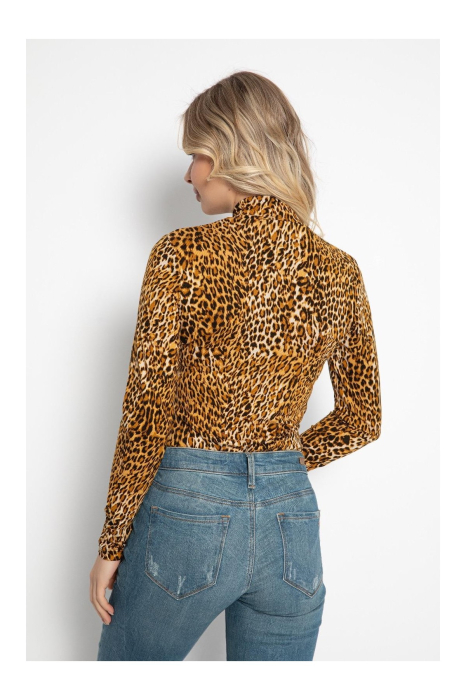 Body dama, maneca lunga, imprimeu animal print, maro 09 [2]