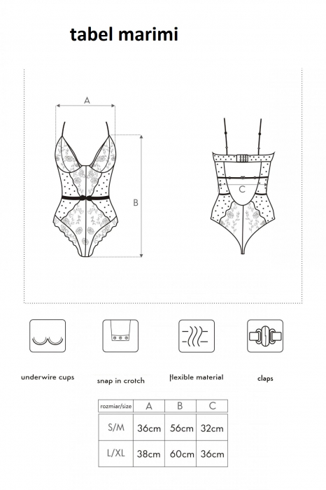 Body sexy cu insertii din dantela, reglabil, negru, embody.ro [8]