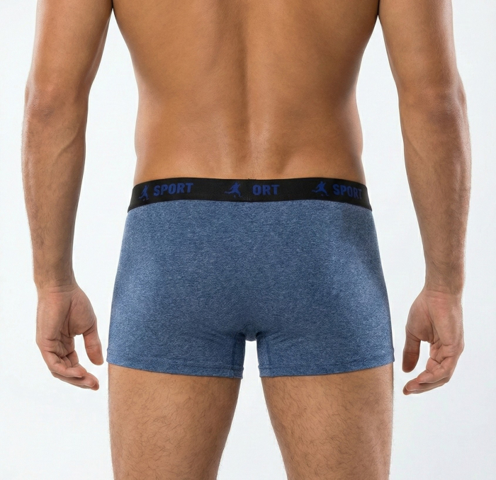 Boxeri Barbati cu banda in talie– Lenjerie Intima din Bumbac Elastic Confortabil Indigo [2]