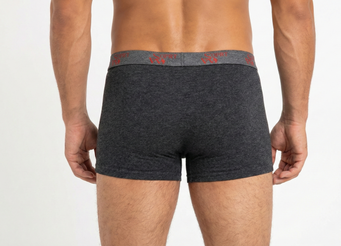 Boxeri Barbati cu banda in talie– Lenjerie Intima din Bumbac Elastic Confortabil gri inchis [2]