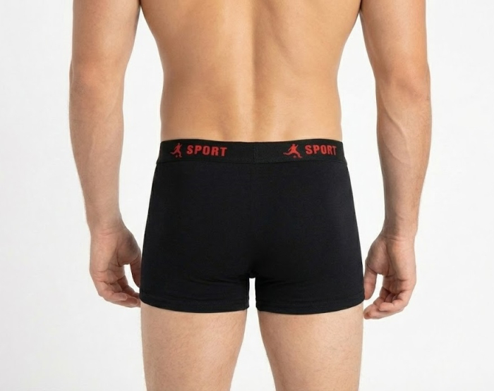 Boxeri Barbati cu banda in talie– Lenjerie Intima din Bumbac Elastic Confortabil negru [2]