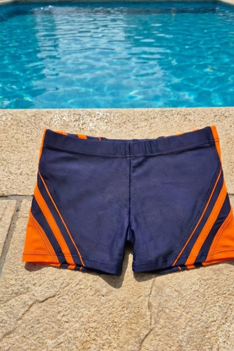 Boxeri Inot Copii Albastru cu Portocaliu si Snur Interior q327 [4]