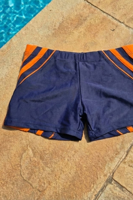 Boxeri Inot Copii Albastru cu Portocaliu si Snur Interior q327 [3]