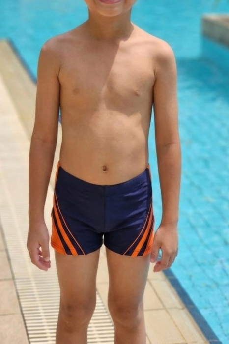 Boxeri Inot Copii Albastru cu Portocaliu si Snur Interior q327 [2]