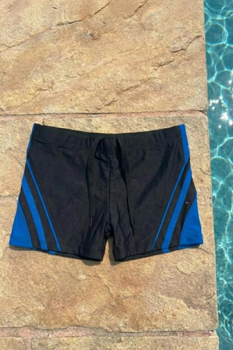 Boxeri Inot Copii cu Snur Interior - Negru/Albastru q327 [2]