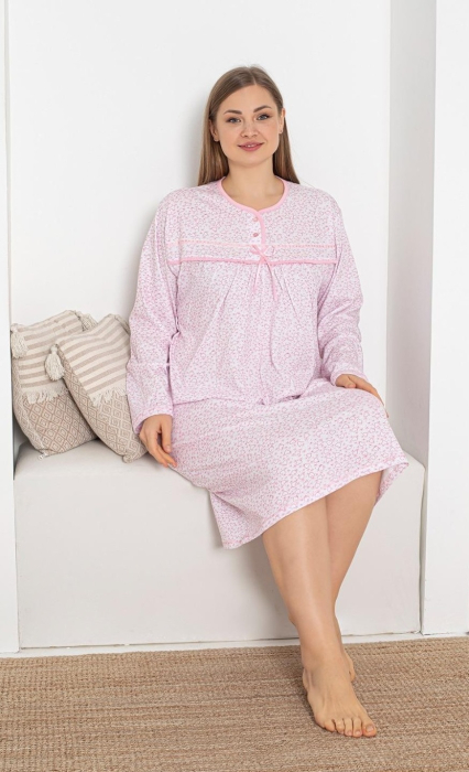 Camasa de Noapte Dama din Bumbac Moale, Maneca Lunga, batal 401 [2]