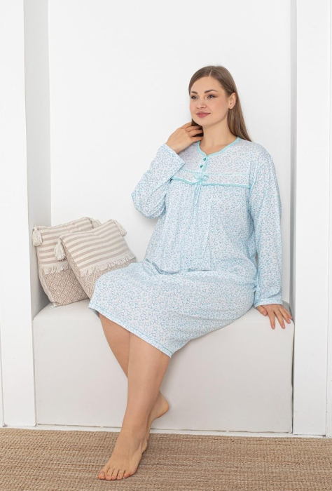 Camasa de Noapte Dama din Bumbac Moale, Maneca Lunga, batal 400 [2]