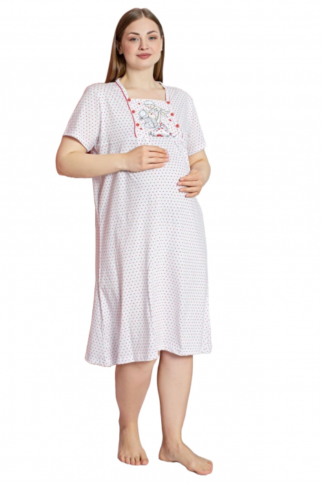 Camasa de noapte gravida, deschidere nasturi pentru alaptat, bumbac, mom and baby, alb, embody.ro [3]