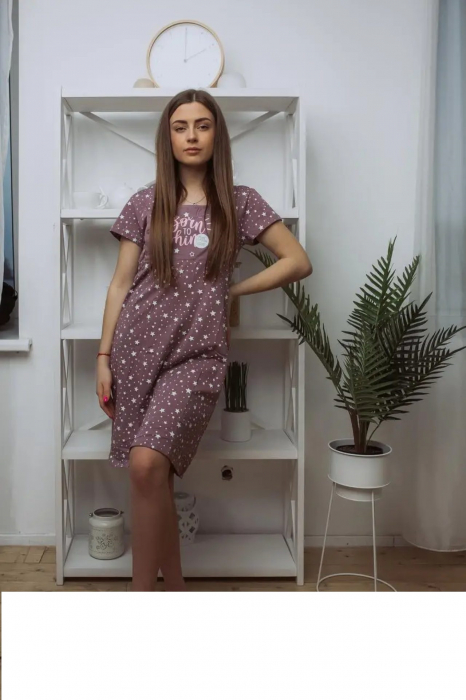 Camasa de noapte gravida, deschidere pentru alaptat, bumbac, born to shine, mov, embody.ro [5]