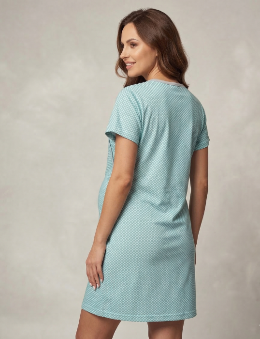 Camasa de Noapte pentru Gravide bumbac, deschidere pentru Alaptare bleu 3293 [2]